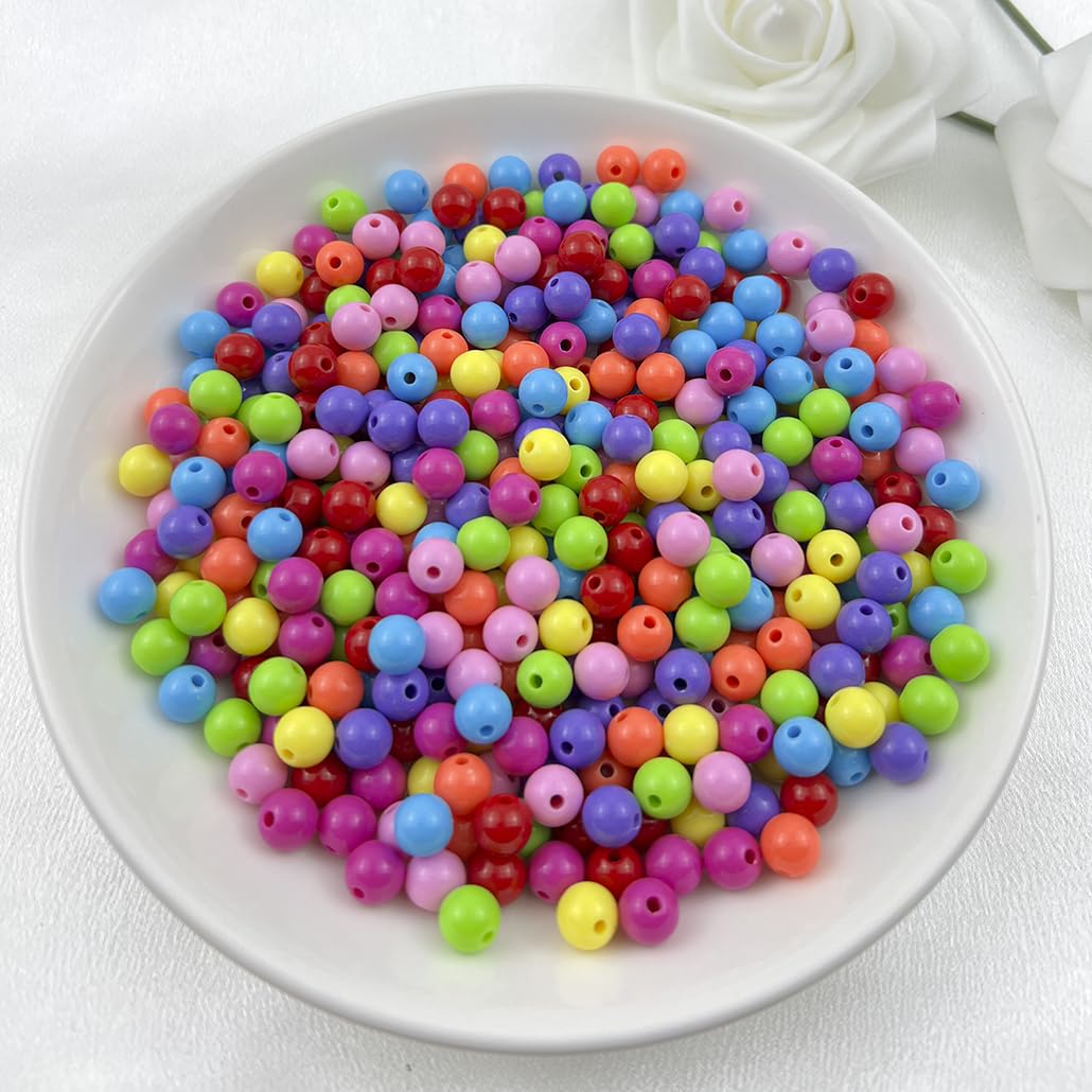 Mulutoo 1000pcs 6MM Acrylic Round Beads - Mixed Color