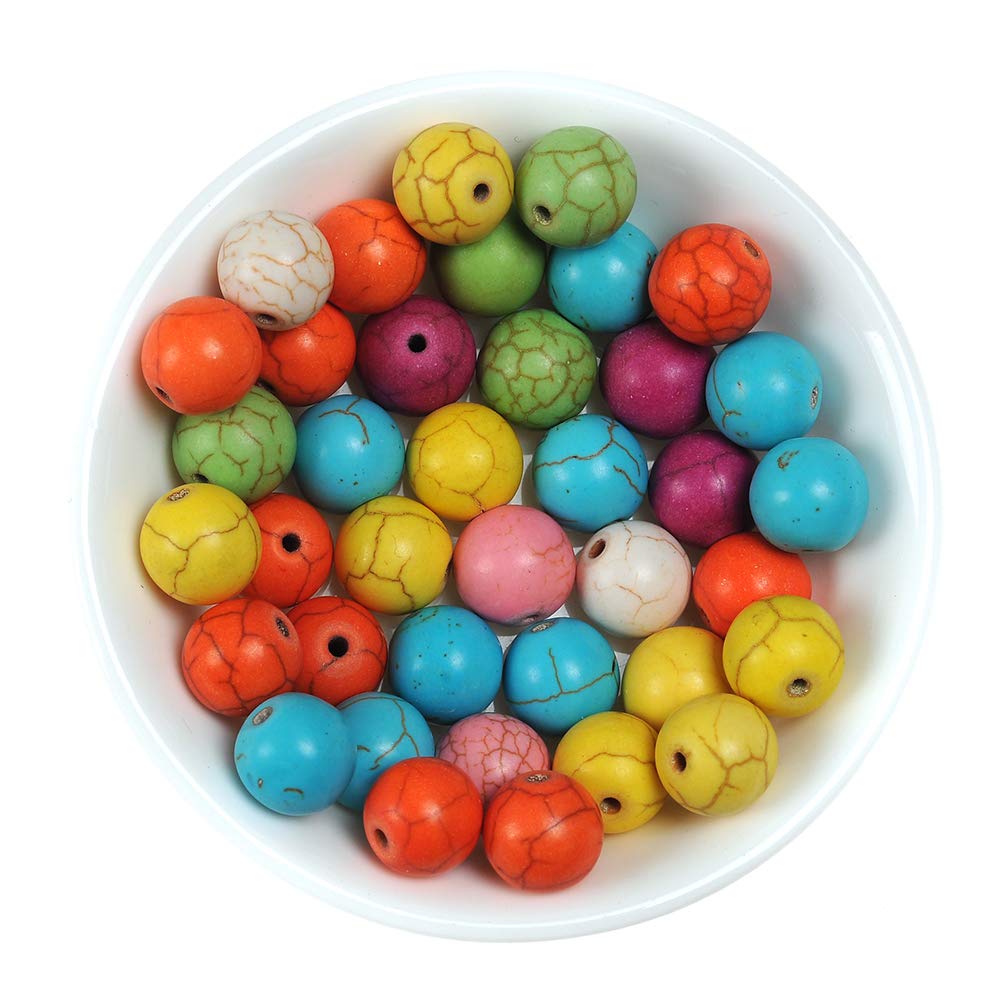 Stone Beads 14mm Colorful Turquoise Gemstone Round Loose Beads Crystal Energy Stone Healing Power for Jewelry Making DIY,1 Strand 15"