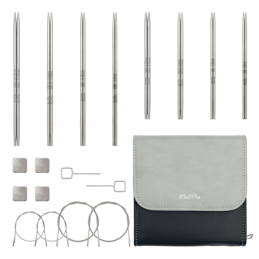 KnitPro Stelo Petite Midi Interchangeable Needle Set 4" (10cm) & 5" (12.5cm) | 4 US Sizes (0 to 2)