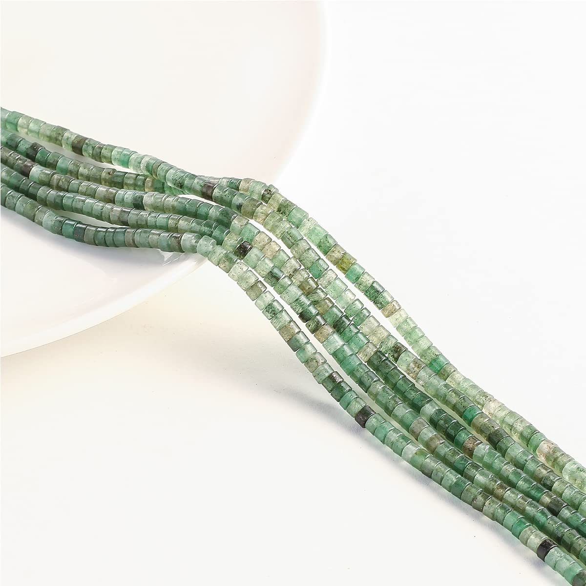 Natural Green Aventurine Stone Spacer Beads 4x2mm 38cm/str Flat Round Loose Semi Gemstone Caps for Making Bracelets Necklace