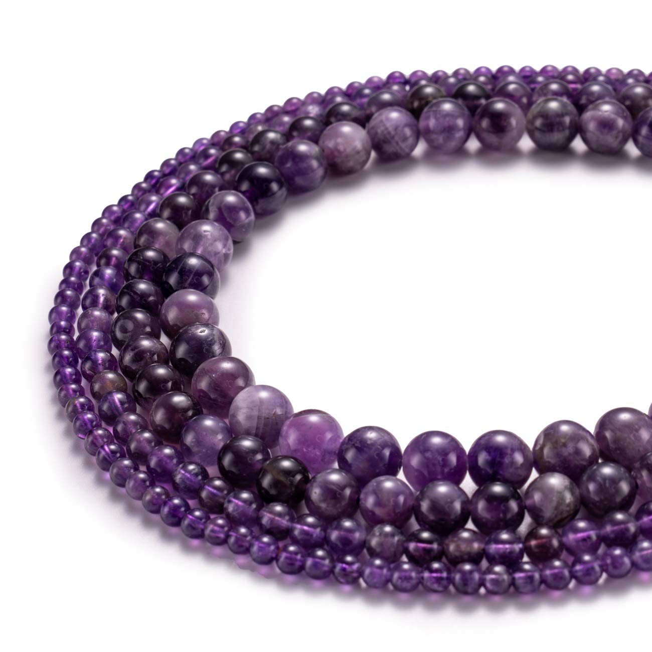 BEADIA Natural Amethyst Crystal Stone Round Loose Semi Gemstone Beads for Jewelry Making 8MM 44PCS