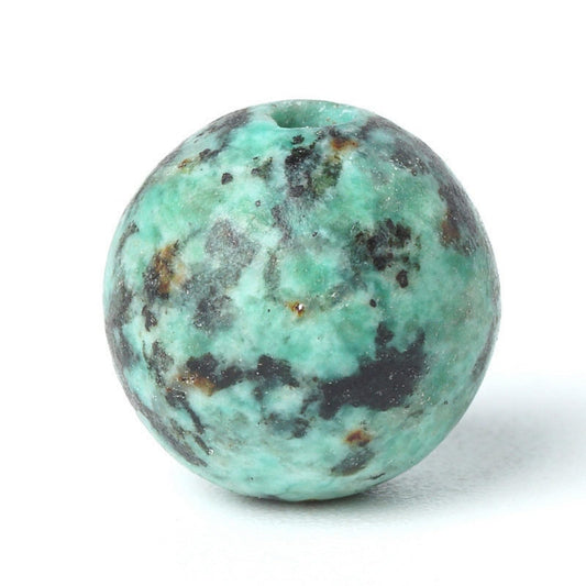 100Pcs Natural Stone 6mm African Turquoise Round Loose Gemstone Energy Healing Beads Hole Size 1mm DIY Smooth Beads for Bracelet Necklace Earrings Jewelry Making