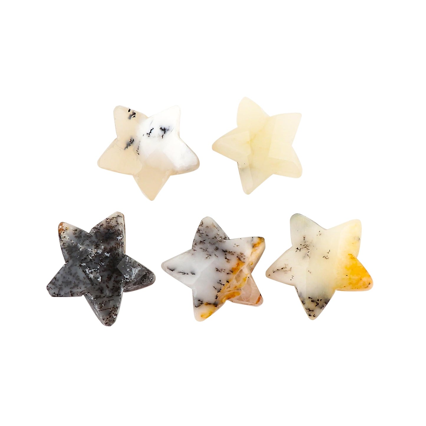 CRYSTALINES 5pcs, Wholesale Natural Dendrite Agate Gemstones, Bulk Star Shape Stones, Assorted Loose Supply, DIY Craft-Jewelry Making, Chakra Healing Crystals, Gem Collection, 10-12mm