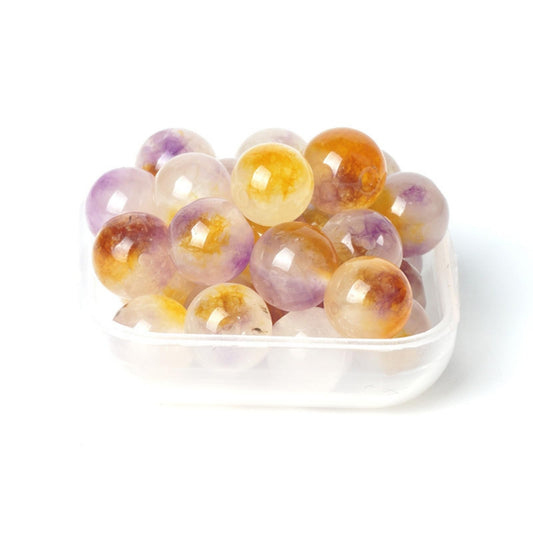 100Pcs Natural Stone 8mm Puple Yellow Jasper Round Loose Gemstone Energy Healing Beads Hole Size 1mm DIY Smooth Beads for Bracelet Necklace Earrings Jewelry Making