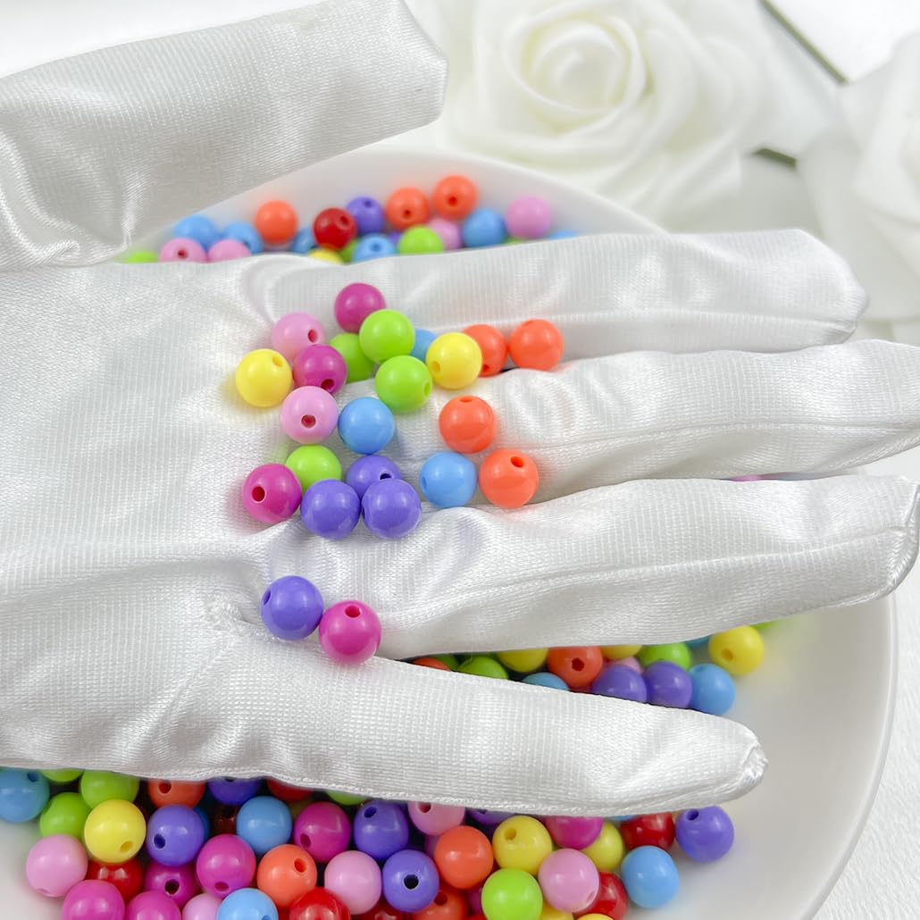 Mulutoo 400Pieces 8MM Acrylic Round Beads Round Acrylic Balls Chunky Beads Smooth Spacer Plastic Pastel Beads Craft Beads for Necklace and Bracelet Making Crafting Supplies(174-dark Mixed Color)