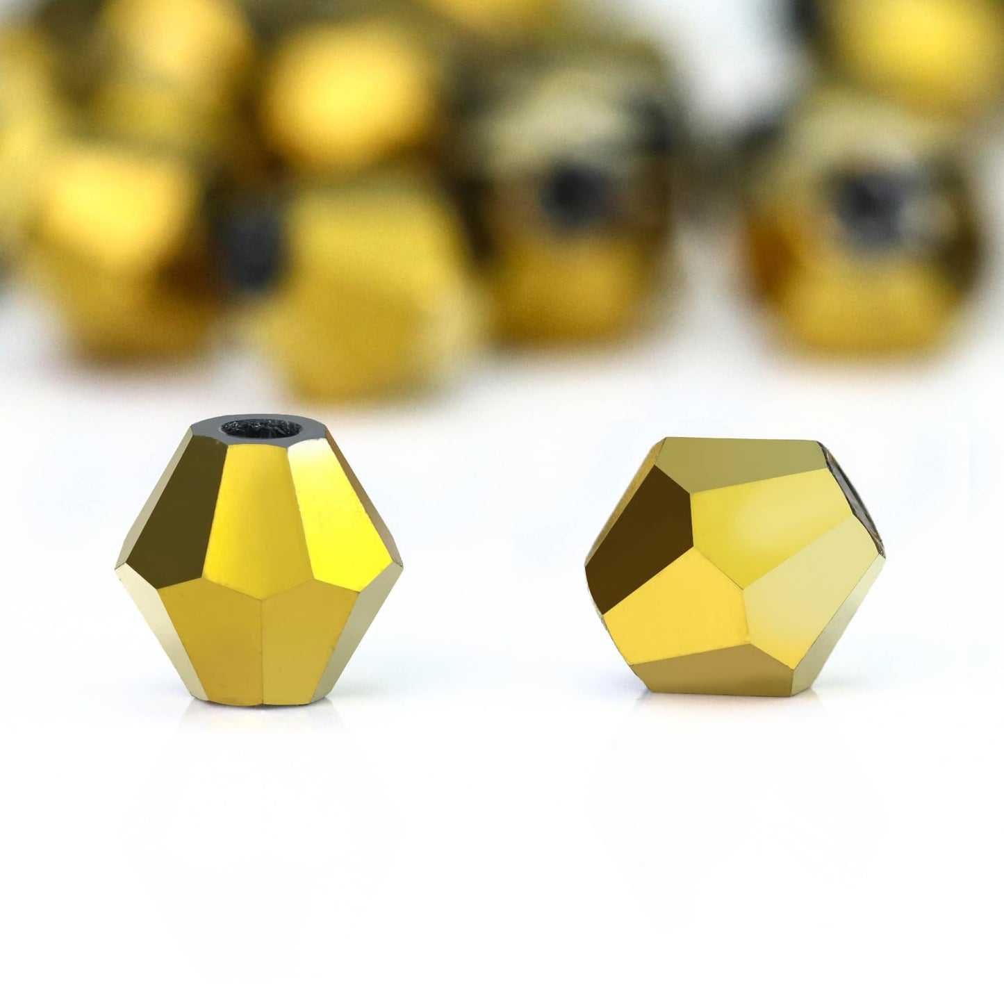 Dowarm 250PCS 6MM Faceted Bicone Crystal Beads for Crafts, Jewelry Making, DIY Bracelet, Necklace, Dolls, Wine Charms, Wind Chimes, Suncatchers, Loose Spacer Glass Beads, Mine Gold