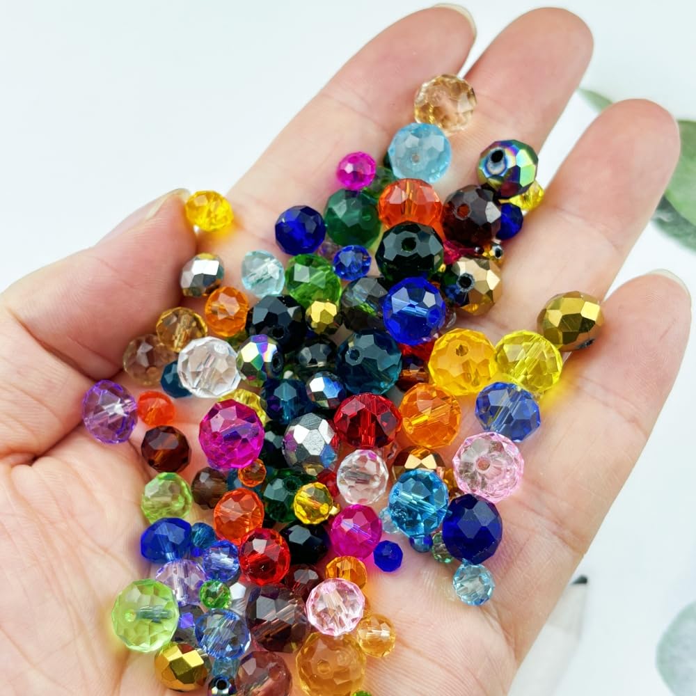 YUEXIGO 600pcs 3mm Crystal Glass Beads for Jewelry Making, Faceted Rondelle Glass Spacer Beads for Wind Chimes Bracelet Earring Necklace DIY Craft(Gold)