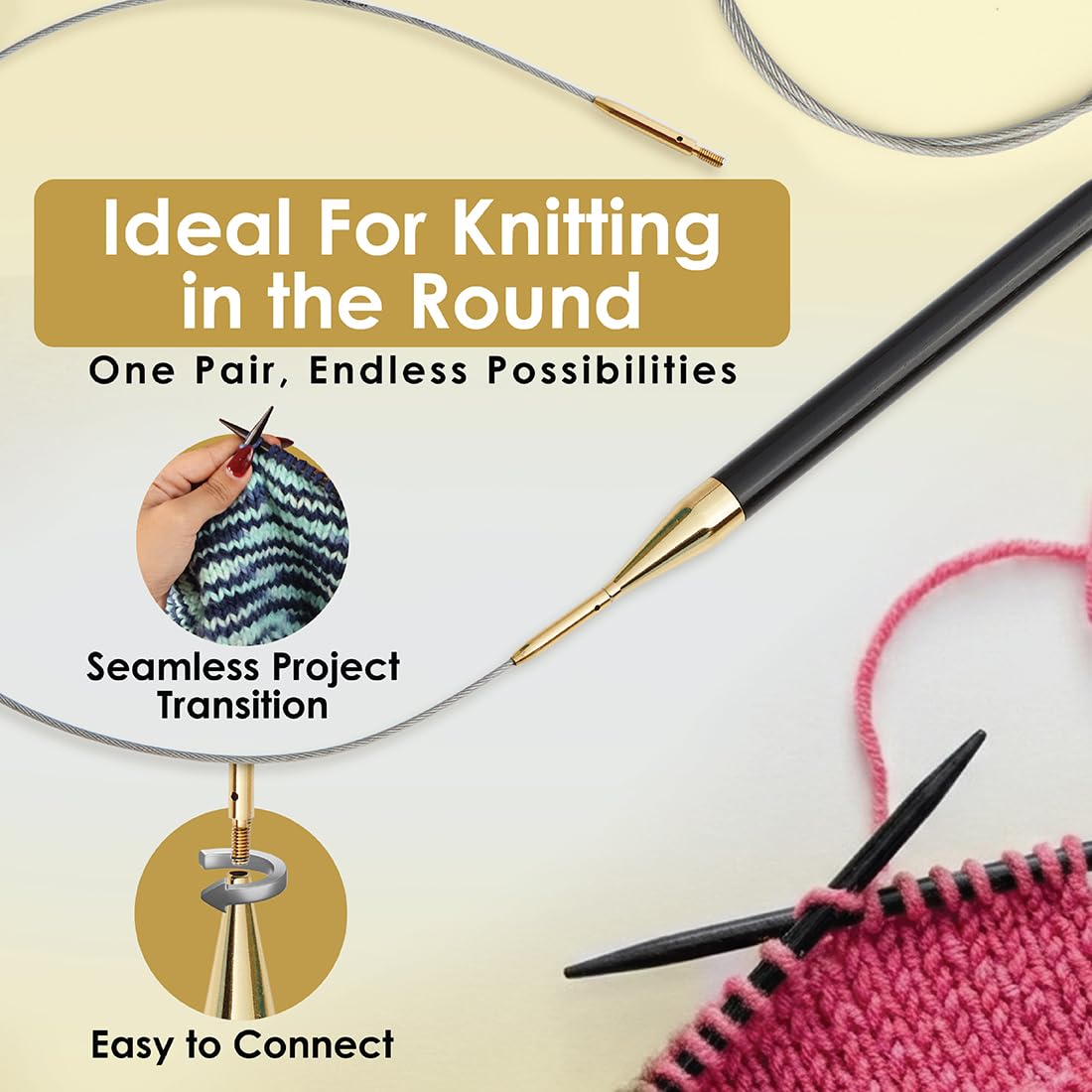 Lantern Moon Ebony Wood Interchangeable Circular Knitting Needles 4" (10cm) | US Size 5 (3.75mm)