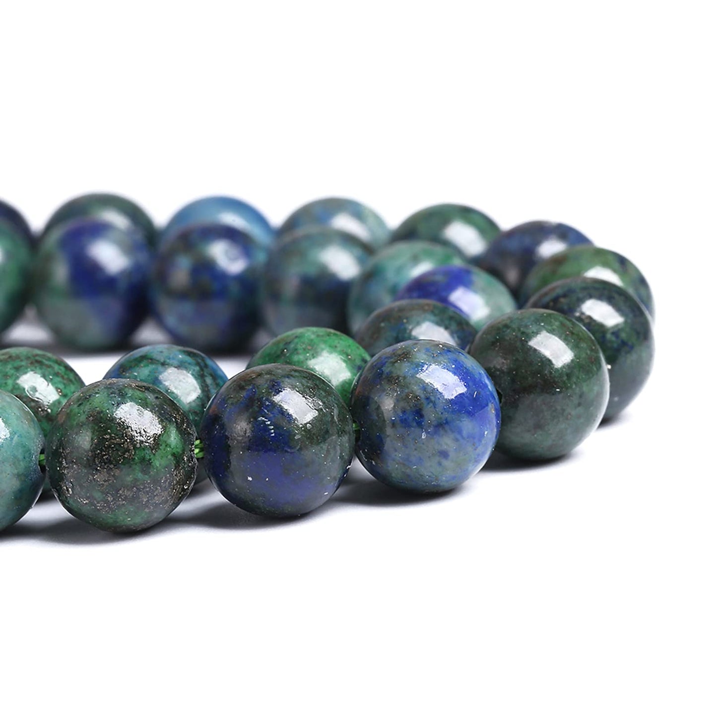 10MM 38PCS Natural Stone Lapis Chrysocolla Loose Beads for Jewelry Making DIY Bracelet