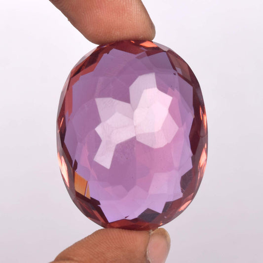 GEMHUB Loose Gemstone Beads for Bracelets 91.50 CT. Brazilian Alexandrite Oval Shape Translucent Color Changing Stones for Jewelry Making