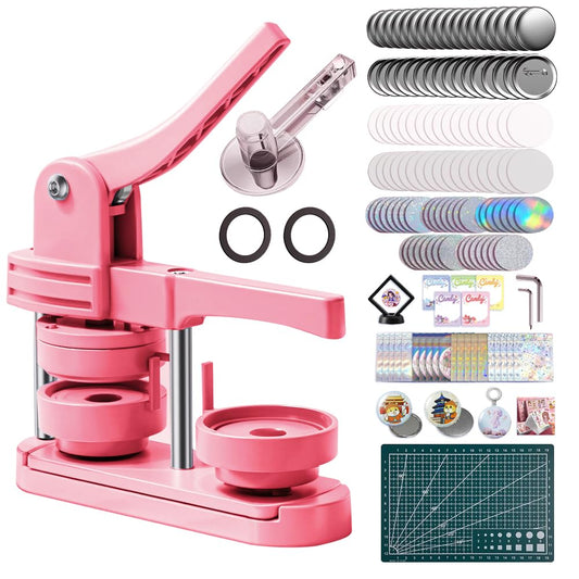 Freeingbag 58mm (2.25”) Button Maker Press Kit – DIY Pin & Badge Maker Machine with 100 Button Parts, Starter Supplies & Accessories (58mm-Dark Purple)
