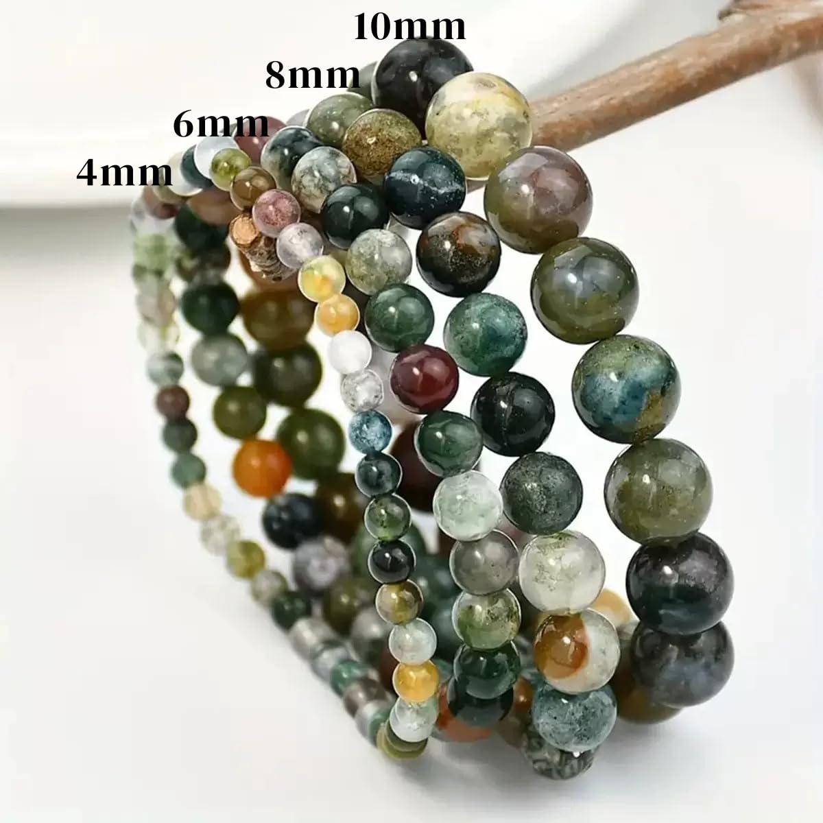 CHELYQST Indian Agate Bracelet - Stone of Peace and Being Healed,Stretch Natural Stone Crystal Beads Jewelry Gifts for Women Men Unisex Adult,8mm