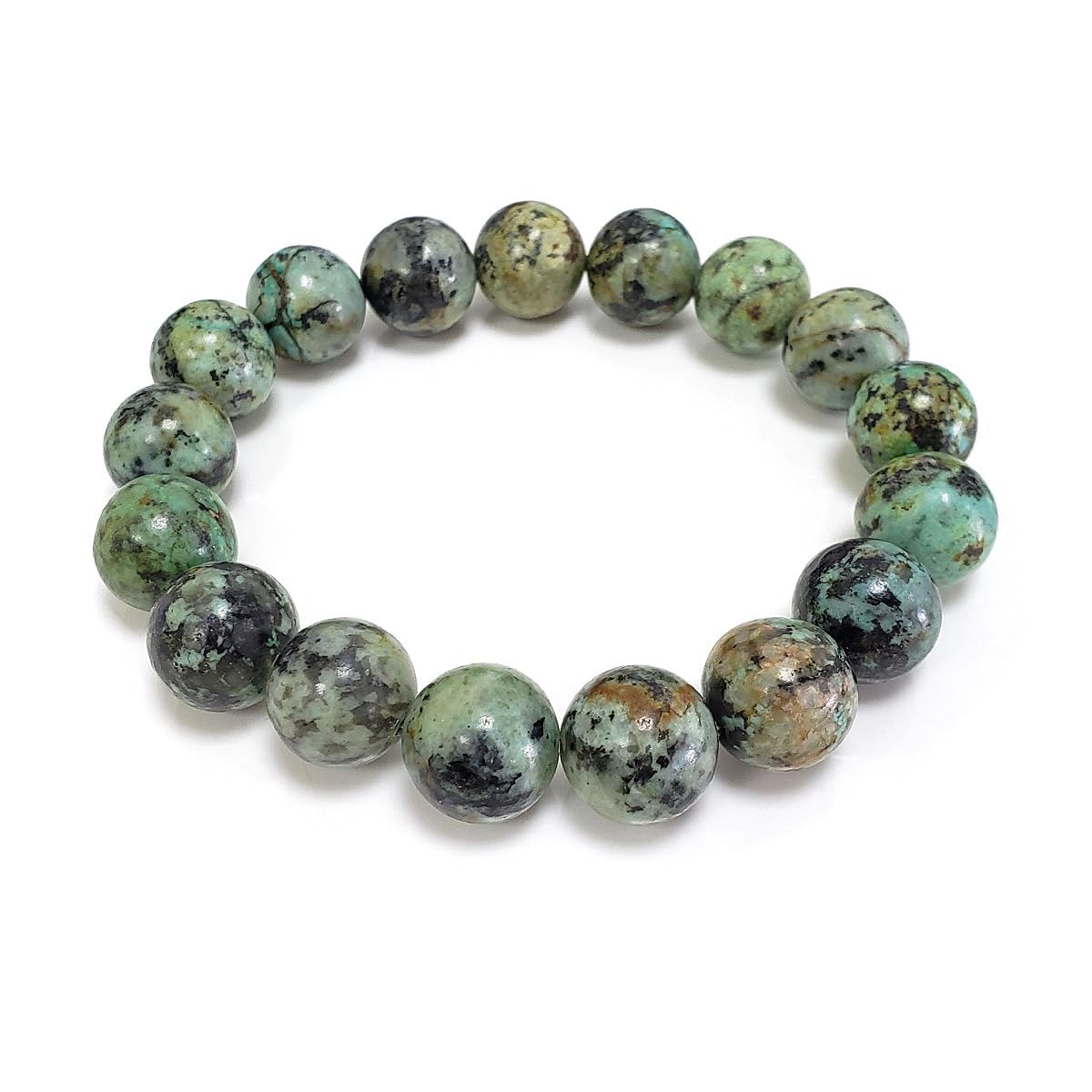 Chengmu 12mm African Turquoise Stretch Bracelet Round Stone Beads Semi Gemstone for Elastic Bracelet 8"