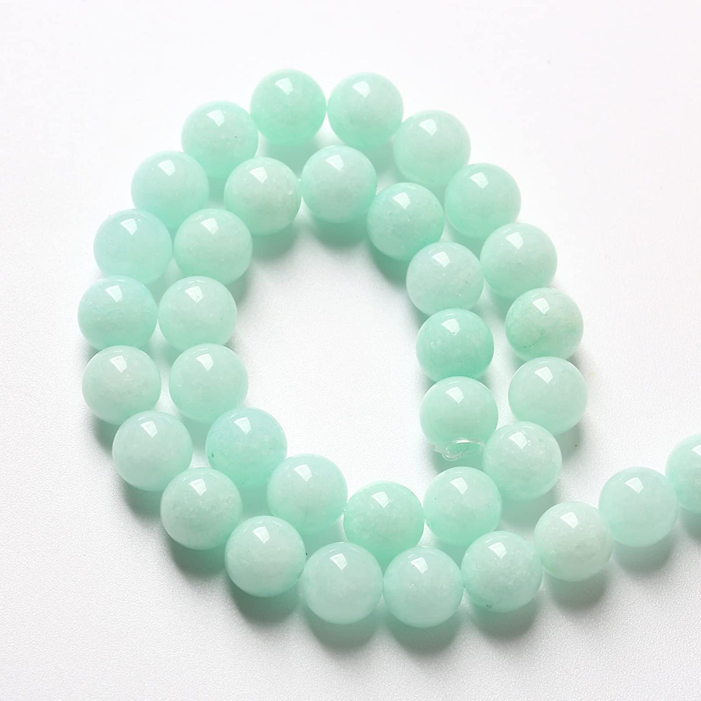 8MM 46PCS Natural Stone Amazonite Chalcedony Loose Beads for Jewelry Making DIY Bracelet Necklace 1 Strand