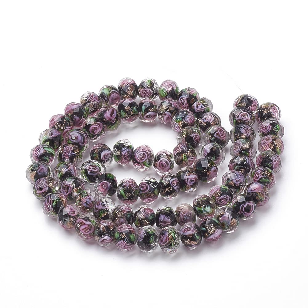 PH PandaHall 45pcs 9~12mm Gold Sand Lampwork Beads Glass Handmade Round Loose Beads for Rosary Making Jewelry Craft Making with 2mm Hole - Black