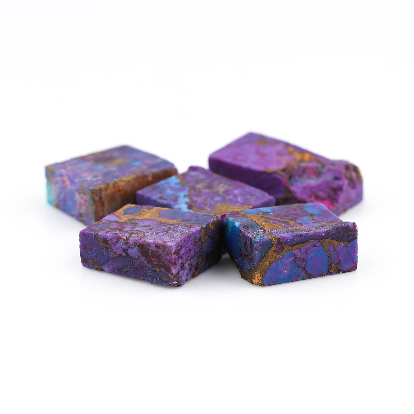 CRYSTALINES 5pcs, Wholesale Genuine Raw Purple Copper Turquoise Gemstone, Rough Stones, Bulk Loose Supplies, DIY-Jewelry Making, Chakra Healing Crystals, December Birthstone, Gem Collection