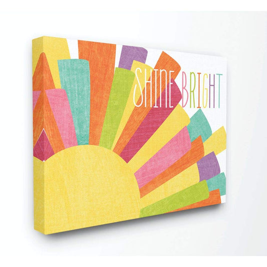 Stupell Home Décor Shine Bright Colorful Sun Illustration Oversized Stretched Canvas Wall Art, 24 x 1.5 x 30, Proudly Made in USA