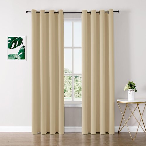 ChrisDowa Blackout Curtains - Thermal Insulated Grommet Room Darkening Panels, 90 Inch Long | Biscotti Beige, 2 Panels Set