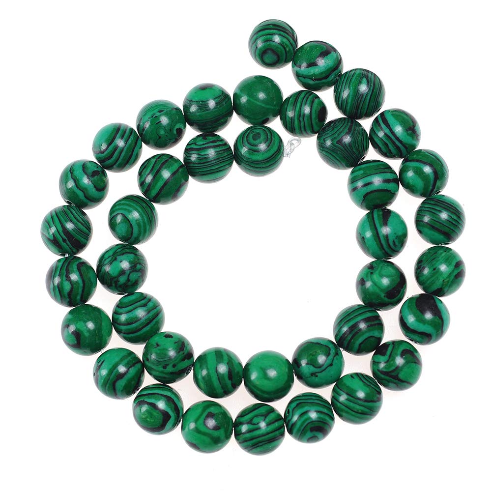 Natural Stone Beads 12mm Malachite Gemstone Round Loose Beads Crystal Energy Stone Healing Power for Jewelry Making DIY,1 Strand 15"