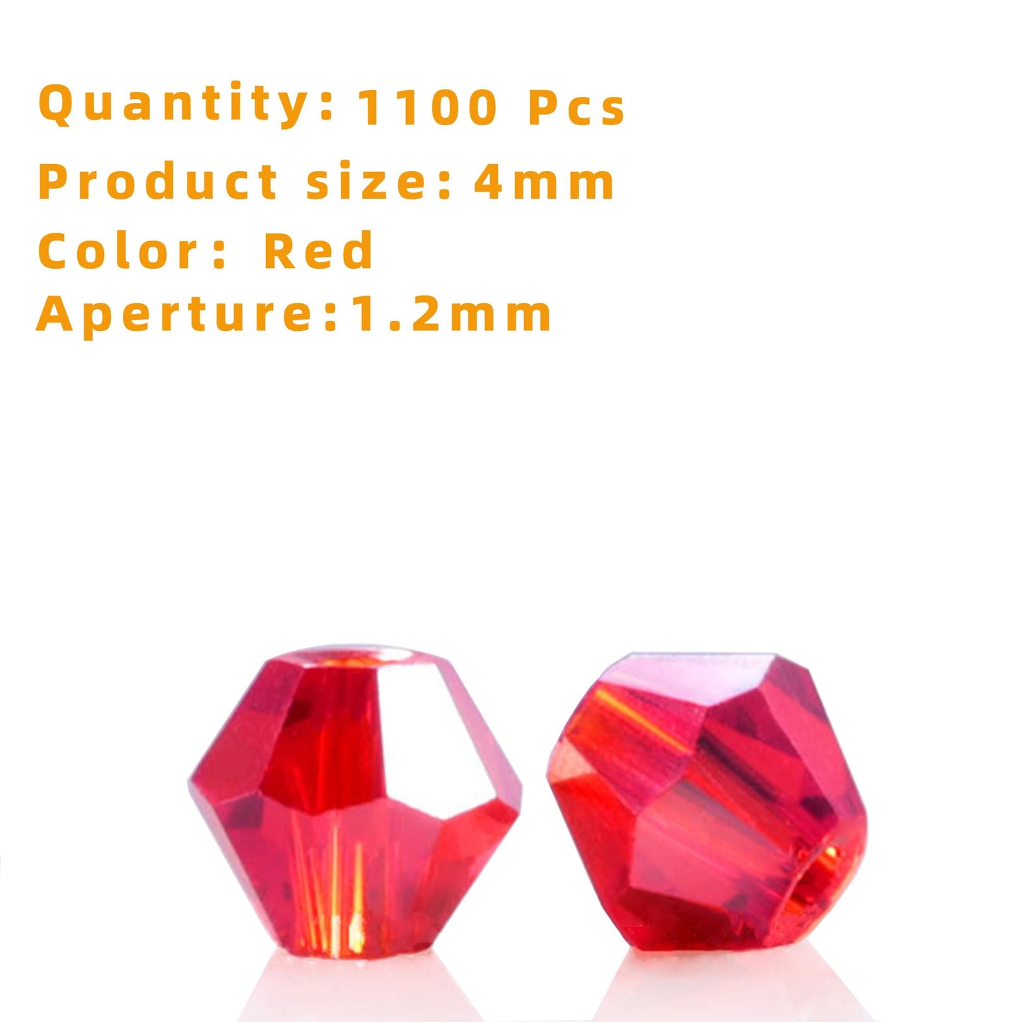 Laopottbeads 1100pcs Red 4mm Bicone Crystal Beads for Jewelry Making – Faceted Glass Beads for DIY Bracelets, Necklaces, Earrings, Suncatchers, Crafts, and Loc Sprinkles