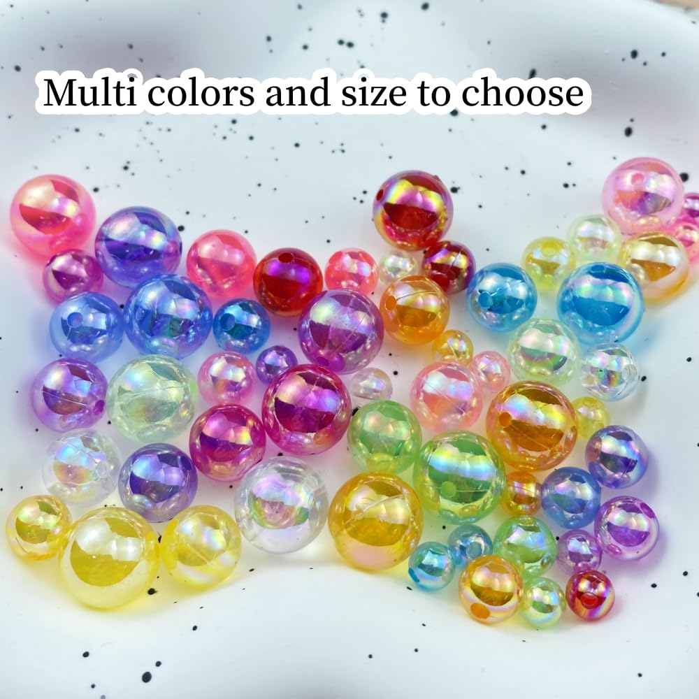 100pcs Acrylic Round Beads 12mm AB Colors Craft Beads Round Spacer Beads with Holes for Earring Bracelet Necklace Key Chains Jewelry Making(Light Green AB)