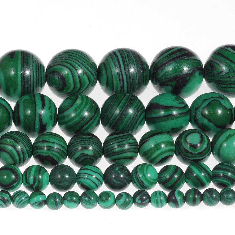 Natural Stone Beads 6mm Malachite Gemstone Round Loose Beads Crystal Energy Stone Healing Power for Jewelry Making DIY,1 Strand 15"