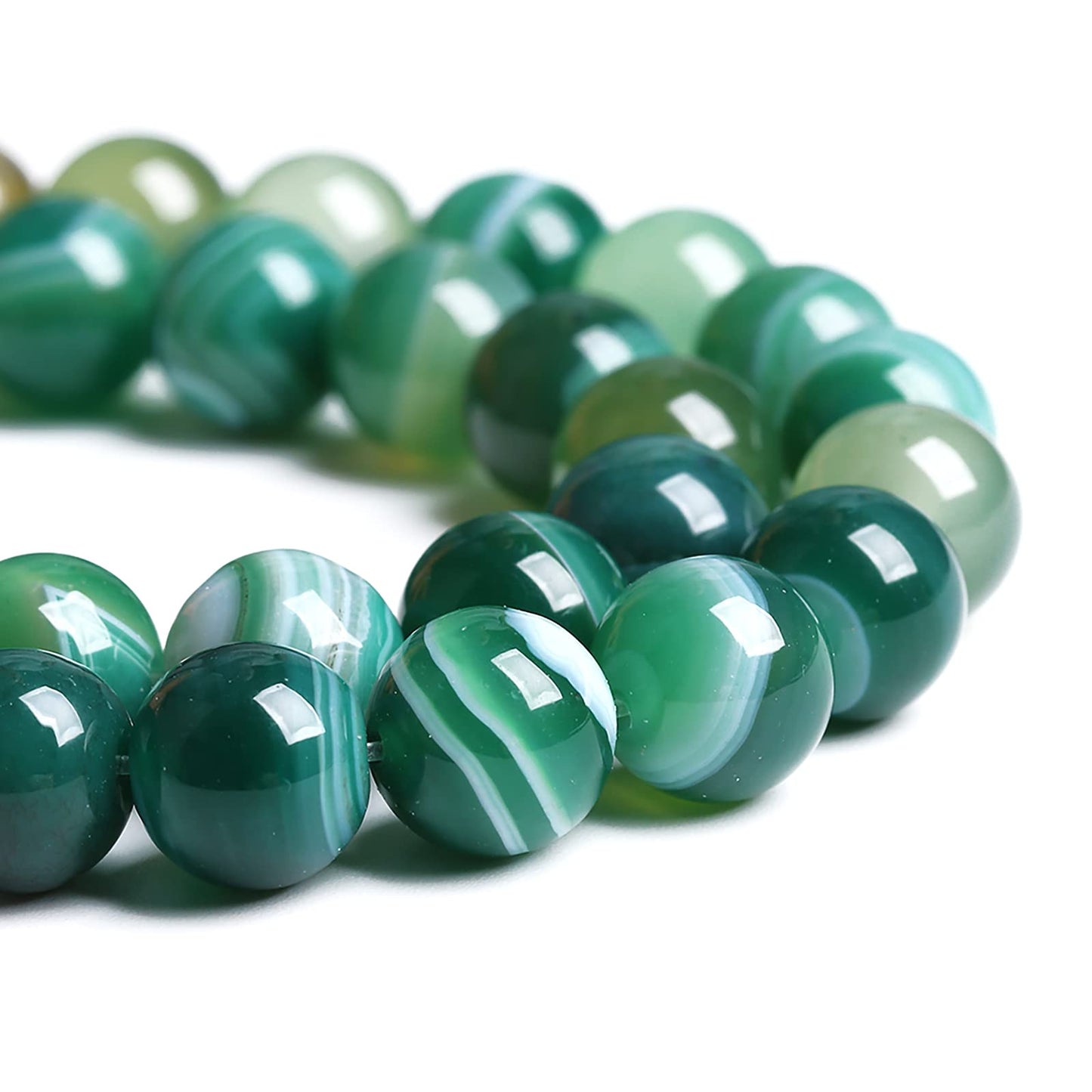 12MM 31PCS Natural Stone Green Agate Onyx Loose Beads for Jewelry Making DIY Bracelet Necklace