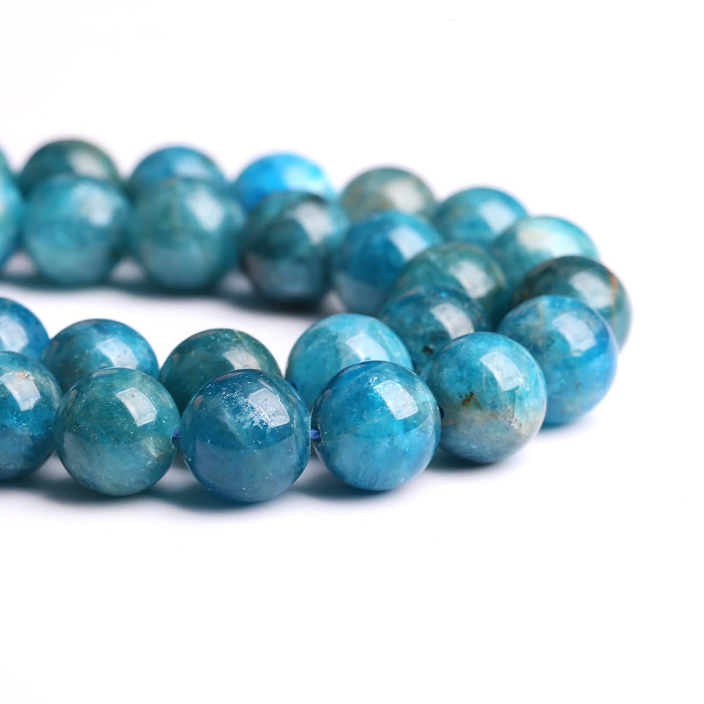 10MM 38PCS Natural Stone Blue Apatite A Grade Loose Beads for Jewelry Making DIY Bracelet