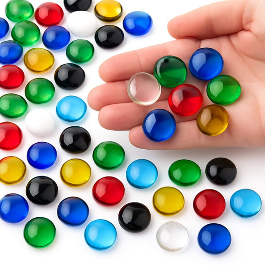 ARSUK Glass Pebbles Colored Stones, 5LB Flat Marbles – Decorative Glass Gems for Vases, Glass Beads for Vases, Mancala Stones, Table Scatter, Wedding Décor, Aquarium & Home Use, (400pcs, 0.7-0.8'')
