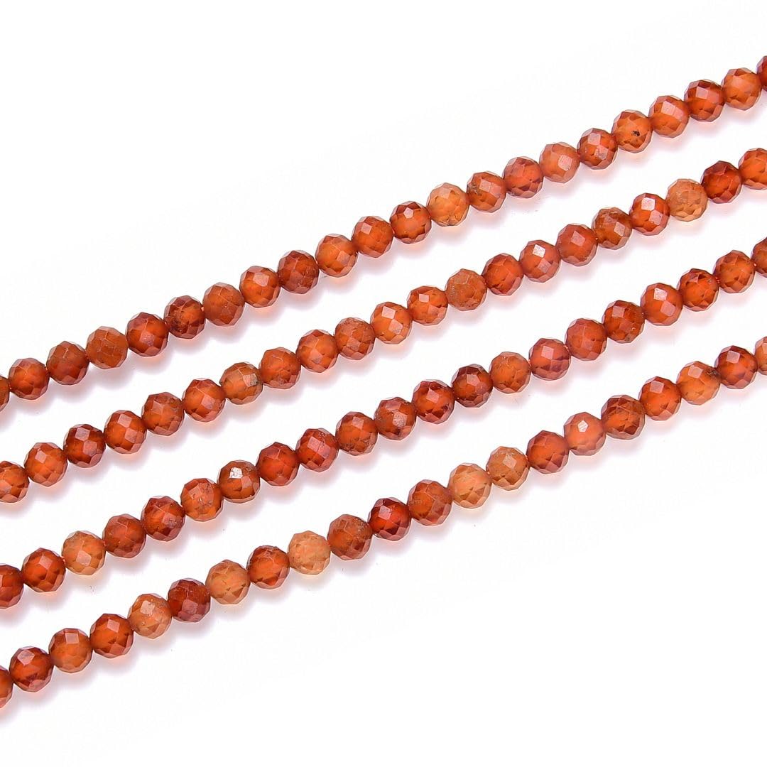 Adabele 30 Inch Natural Orange Spessartite Garnet Healing Gemstone 3mm (0.12 Inch) Tiny Small Faceted Round Loose Beads Stone Spacer (220-240pcs Total) for Craft Jewelry Making GK3-23