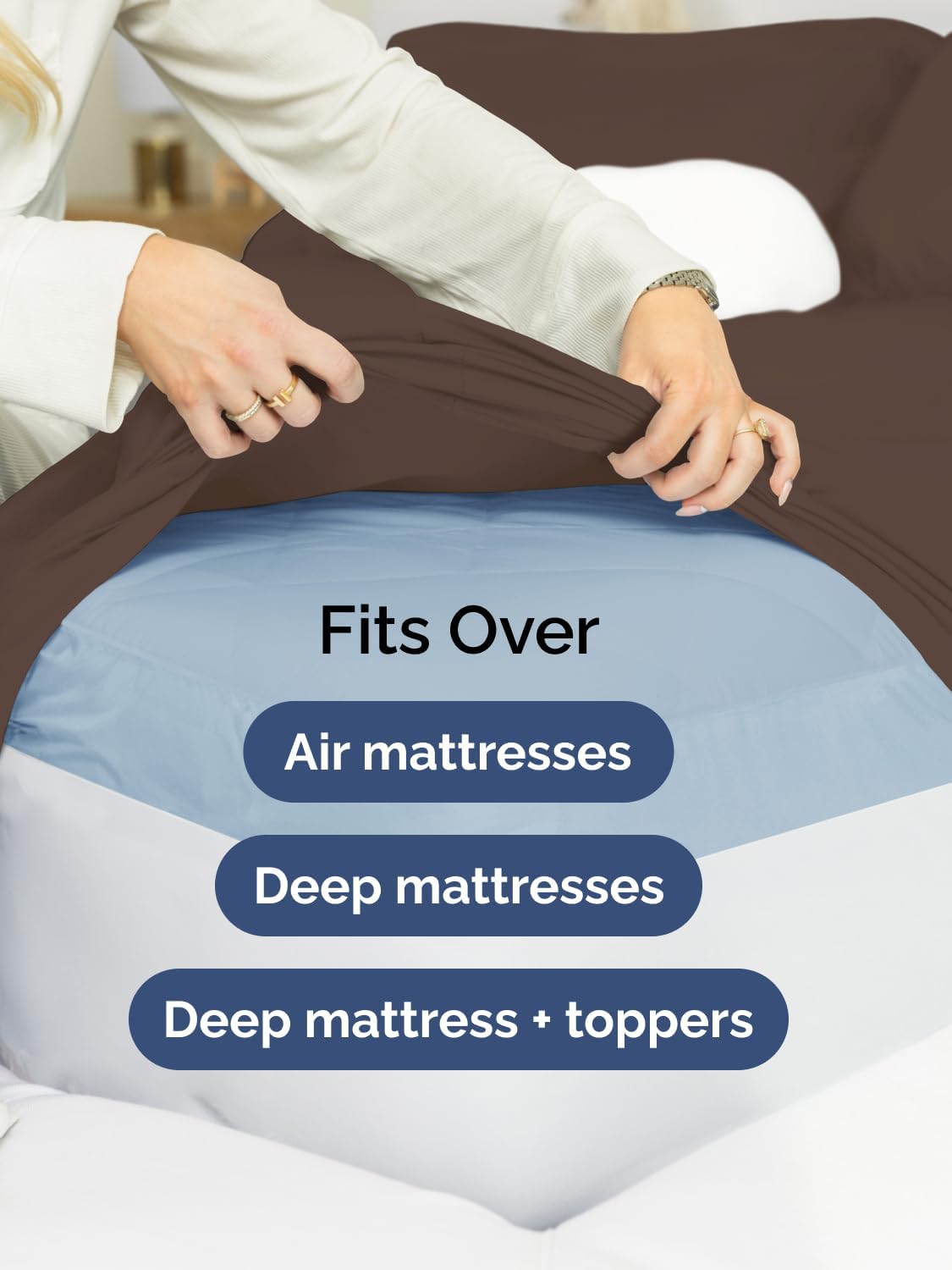 Skiennix Extra Deep Twin Sheet Set - 4-Piece Breathable Cooling Sheets | Luxury Hotel Bedding - Soft, Wrinkle-Free, Brown