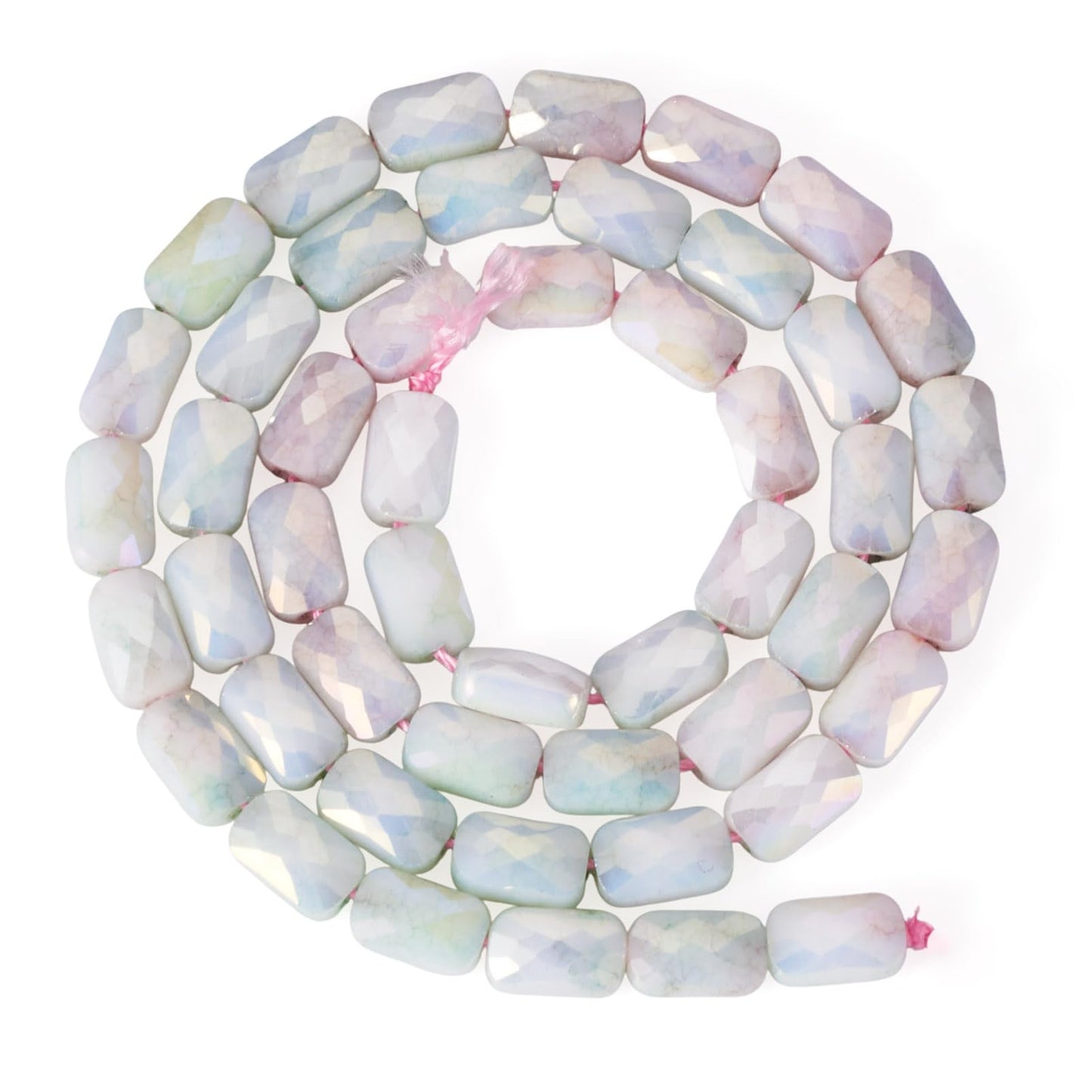 Elecrelive 55Pcs Rectangle Glass Beads Faceted Crystal Beads Colorful Imitation Jade Gems for Bracelet Necklace Jewelry Making