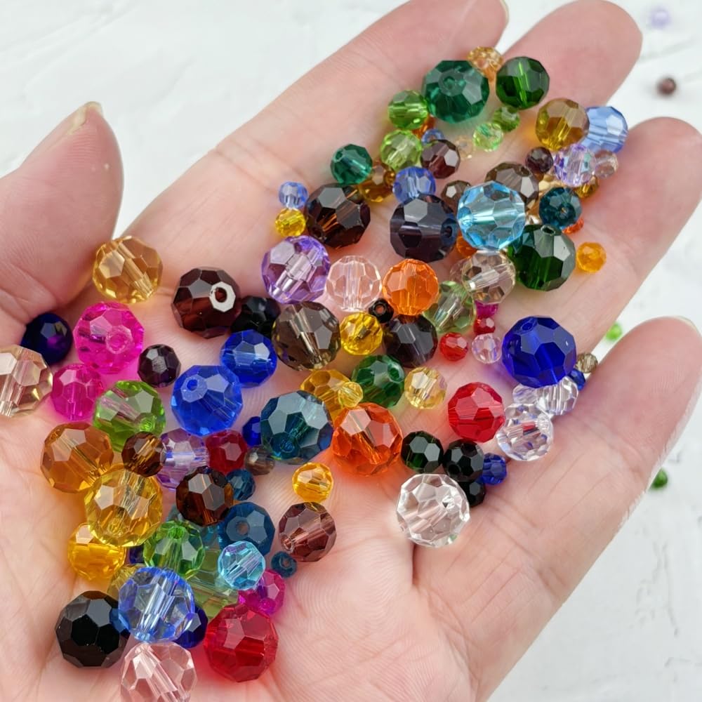 YUEXIGO 400pcs 4mm Round Crystal Glass Beads for Jewelry Making, Faceted Crystal Glass Spacer Beads for Bracelet Earring Necklace DIY Craft(Gray)