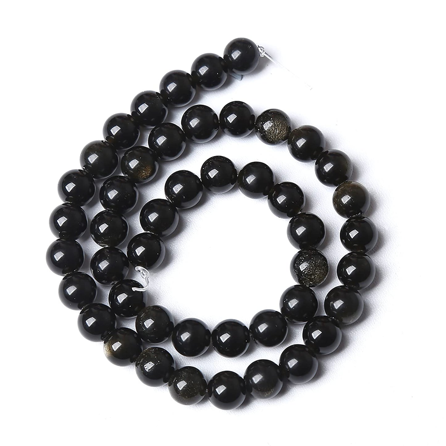 10MM 38PCS Natural Stone Golden Obsidian Loose Spacer Beads for Jewelry Making DIY Bracelet