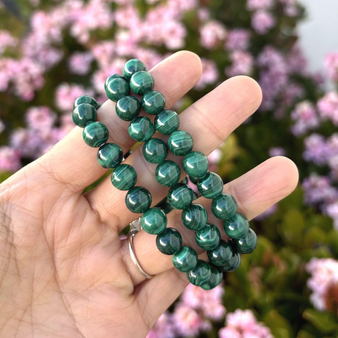 Adabele Real Natural Green Malachite Bracelet Gemstone Beaded Bracelet 8 inch Stretch Chakra Healing Crystal Stone Jewelry Women Mom Gift GB8-C11