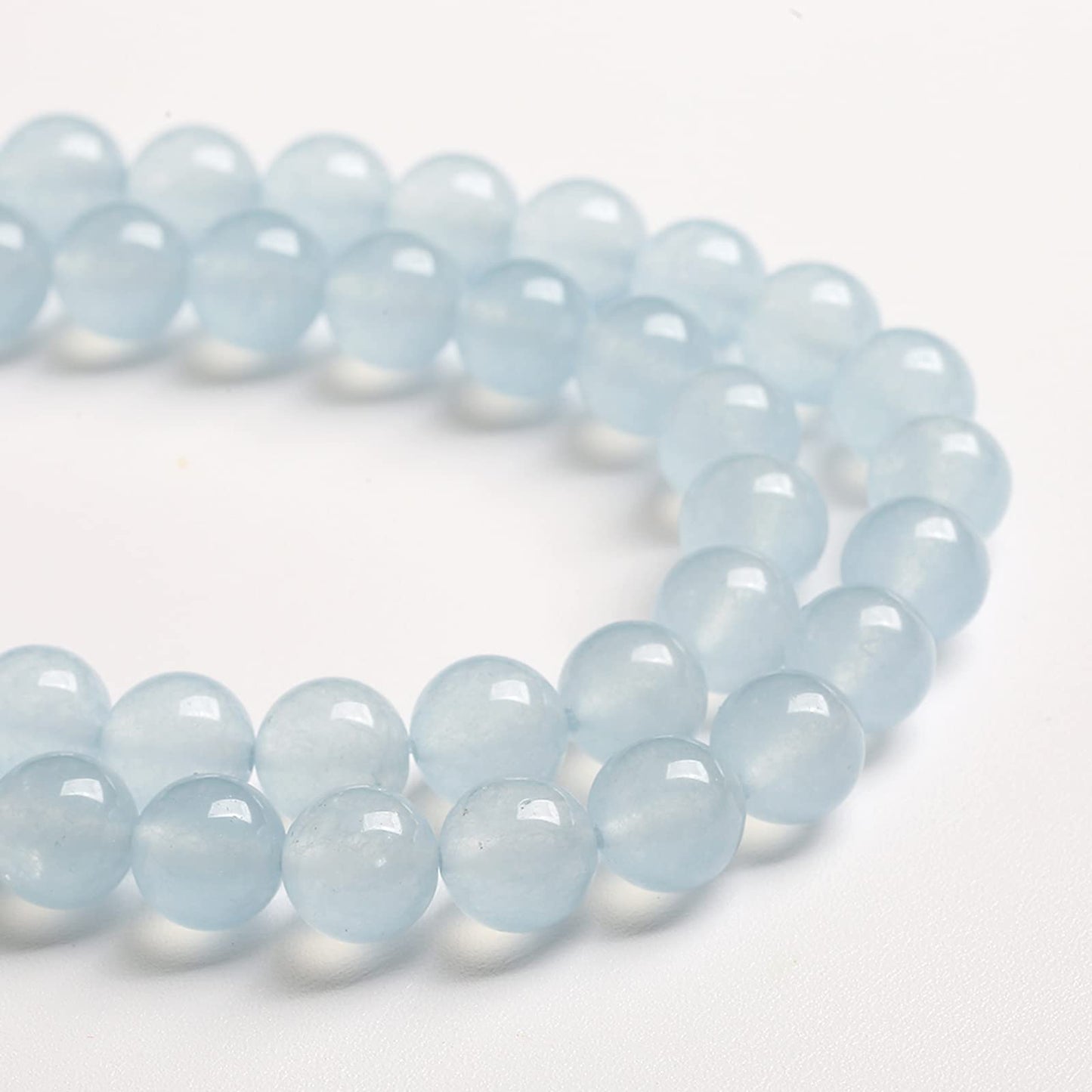 8MM 46PCS Natural Stone Light Blue Chalcedony Loose Beads for Jewelry Making DIY Bracelet Necklace