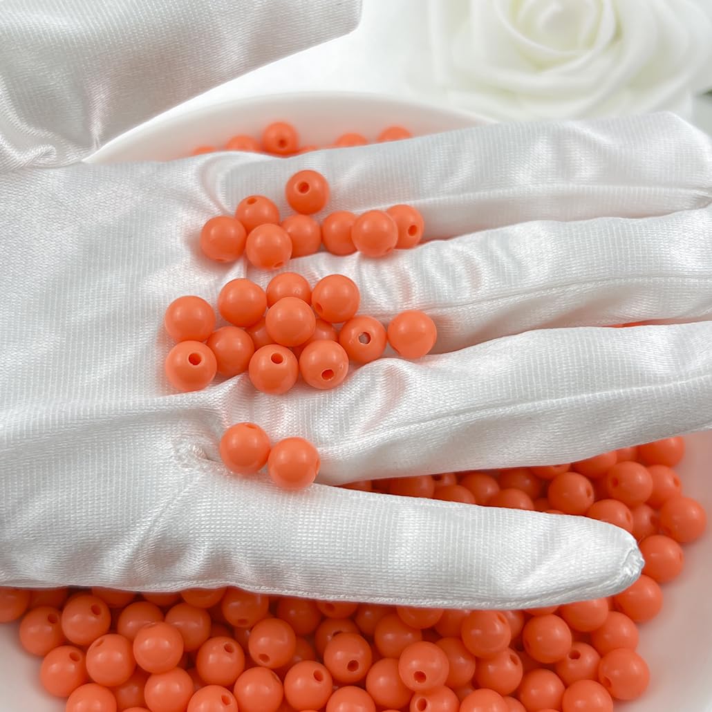 Mulutoo 120Pieces 12MM Acrylic Round Beads Round Acrylic Balls Chunky Beads Smooth Spacer Plastic Pastel Beads Craft Beads for Necklace and Bracelet Making Crafting Supplies(194-orange)