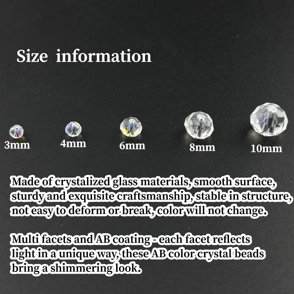 YHYPOCI 200pcs 6mm Crystal Glass Beads for Crafts Faceted Rondelle Glass Beads for Jewelry Making Crystal Spacer Beads for Necklaces Bracelets Earrings DIY Craft(Crystal AB)