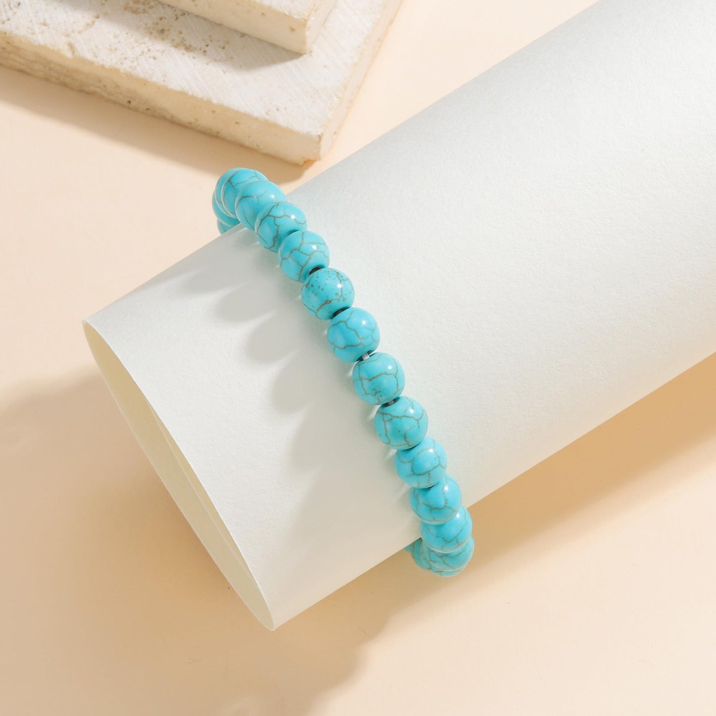 Udolfly Womens Crystal Beaded Bracelets for Women Men Protective Energy Bracelet Natural Gemstone Bead Bracelet 6mm Turquoise