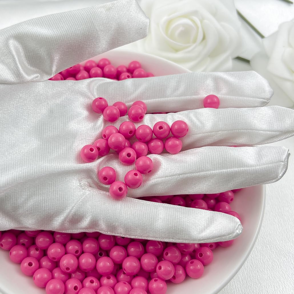 Mulutoo 1000Pieces 6MM Acrylic Round Beads Round Acrylic Balls Chunky Beads Smooth Spacer Plastic Pastel Beads Craft Beads for Necklace and Bracelet Making Crafting Supplies(182-rose red)