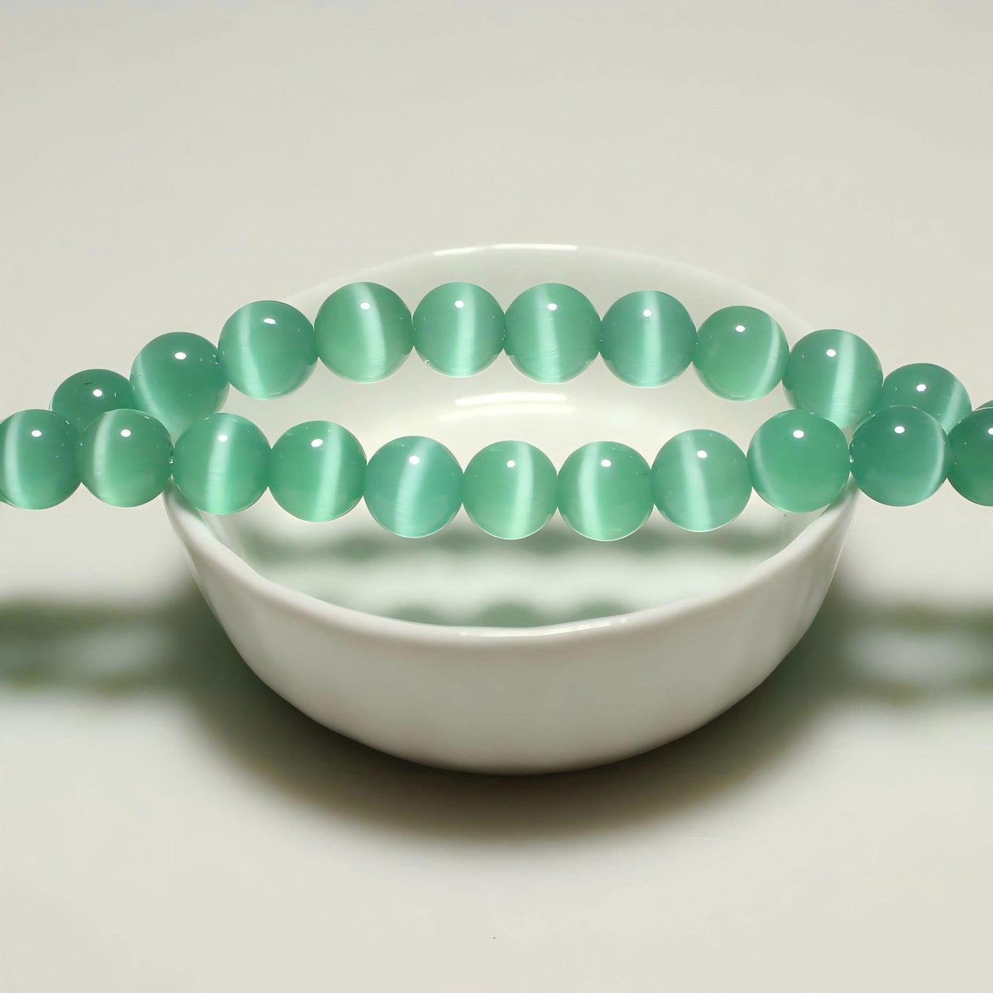 MJDCB 45pcs Blue Green Cat Eye Stone Beads 8mm Round Crystal Loose Bead for Jewelry Making DIY Bracelets Necklace Accessories