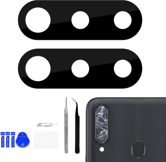2 Pack A20s A20s SM-A207F for Samsung Galaxy Rear Camera Lens Replacement Adhesive Back Camera Glass Lens with Full Fix