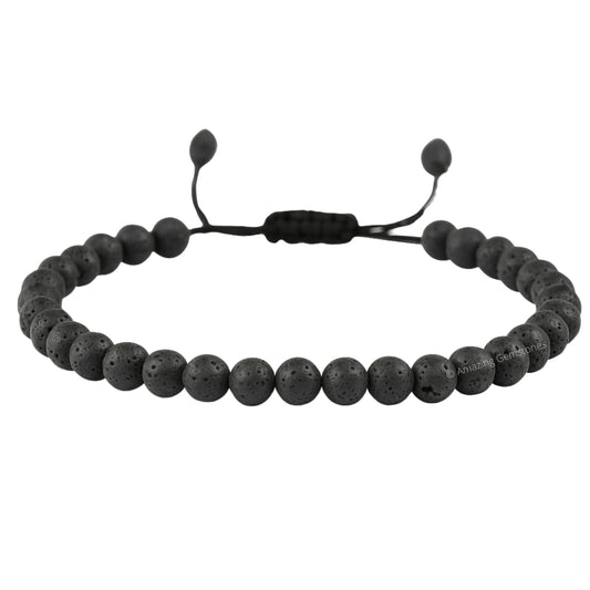 Amazing Gemstone Lava Stone Anklet Ankle Bracelets for Women - Waterproof Beaded Healing Crystal Anklets, Plus Size Chakra Gemstone Bead Anklet (Stretchy Adjustable - Plain)