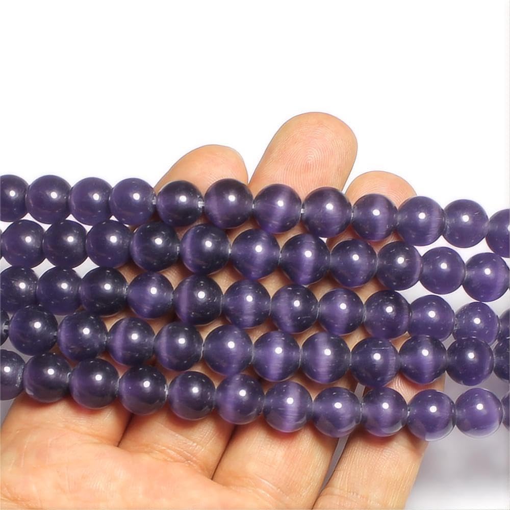 MJDCB 60pcs Purple Cat Eye Stone Beads 6mm Round Crystal Loose Bead for Jewelry Making DIY Bracelets Necklace Accessories