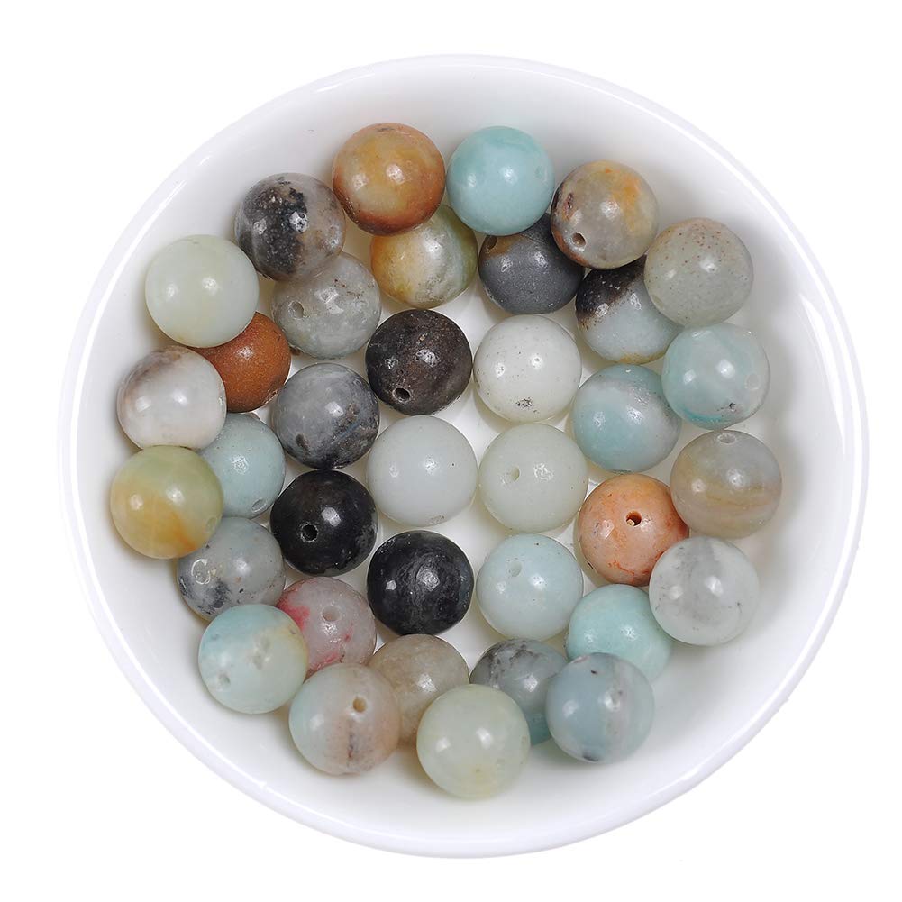 Natural Stone Beads 10mm Amazonite Gemstone Round Loose Beads Crystal Energy Stone Healing Power for Jewelry Making DIY,1 Strand 15"