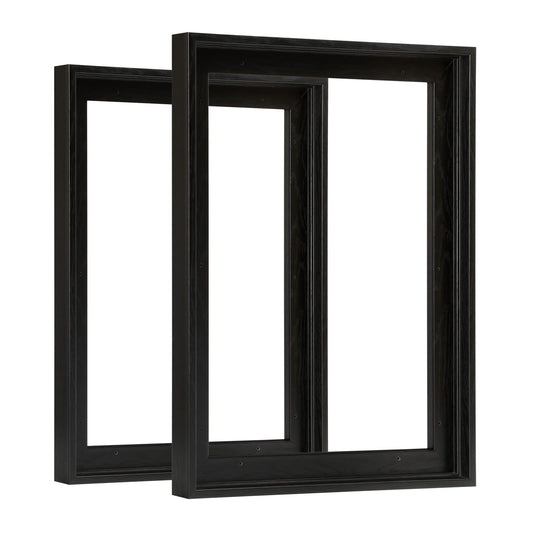 FOLKOR Floating Canvas Frame for 16x20 Inch Painting, 2 Pack Floater Frame for Canvas Prints, 0.9" Rabbet Depth Art frame for Wall Prints Diamond Painting Paint by Numbers (Black)