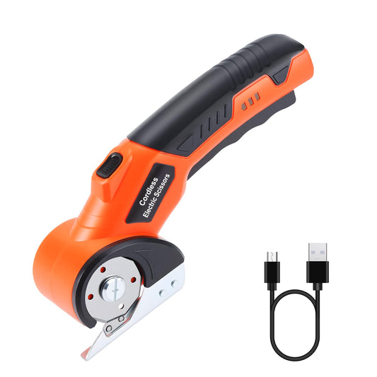 Lichamp Cordless Electric Scissors, Rechargeable Box Cutter, Carpet & Fabric Rotary Cutter with Safety Button, USB Charging for Cardboard Box, Plastic, Leather & More