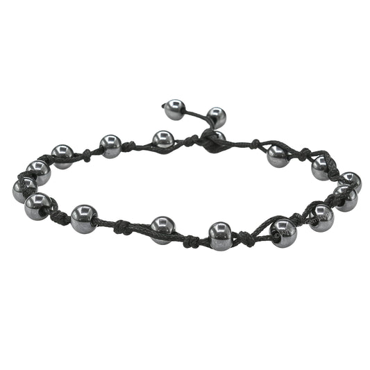 Amazing Gemstone Hematite Anklet Ankle Bracelets for Women - Waterproof Beaded Healing Crystal Anklets, Plus Size Chakra Gemstone Bead Anklet (Stretchy Adjustable - Hand Knotted)