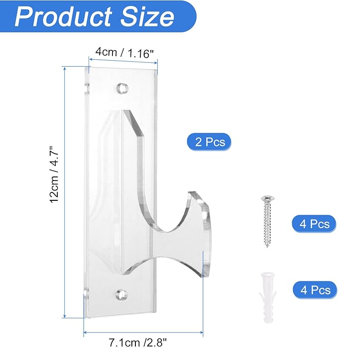 uxcell 2 Pcs Sword Holder Wall Mount Sword Racks Acrylic Wall Sword Display Hanger with Mounting Tools for Knife Martial Arts Sword Placement Display, Clear