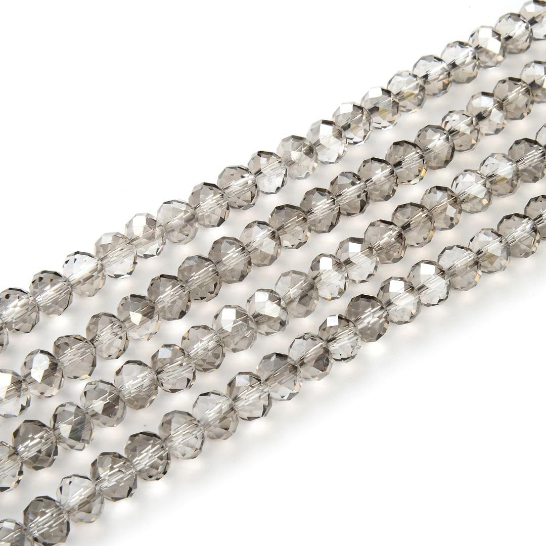 1000pcs Czech Faceted Rondelle Crystal Glass Loose Beads 6mm Spacer Bulk Silver Champagne for DIY Craft Jewelry Making CCR629
